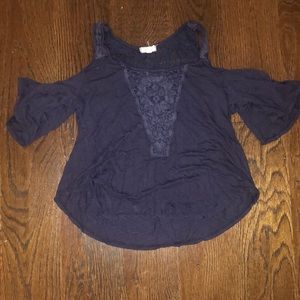 Navy blue cold shoulder top